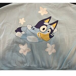 Bluey Light Blue Zip Up Hoodie Sweatshirt Plus Size 2X Embroidered Graphic